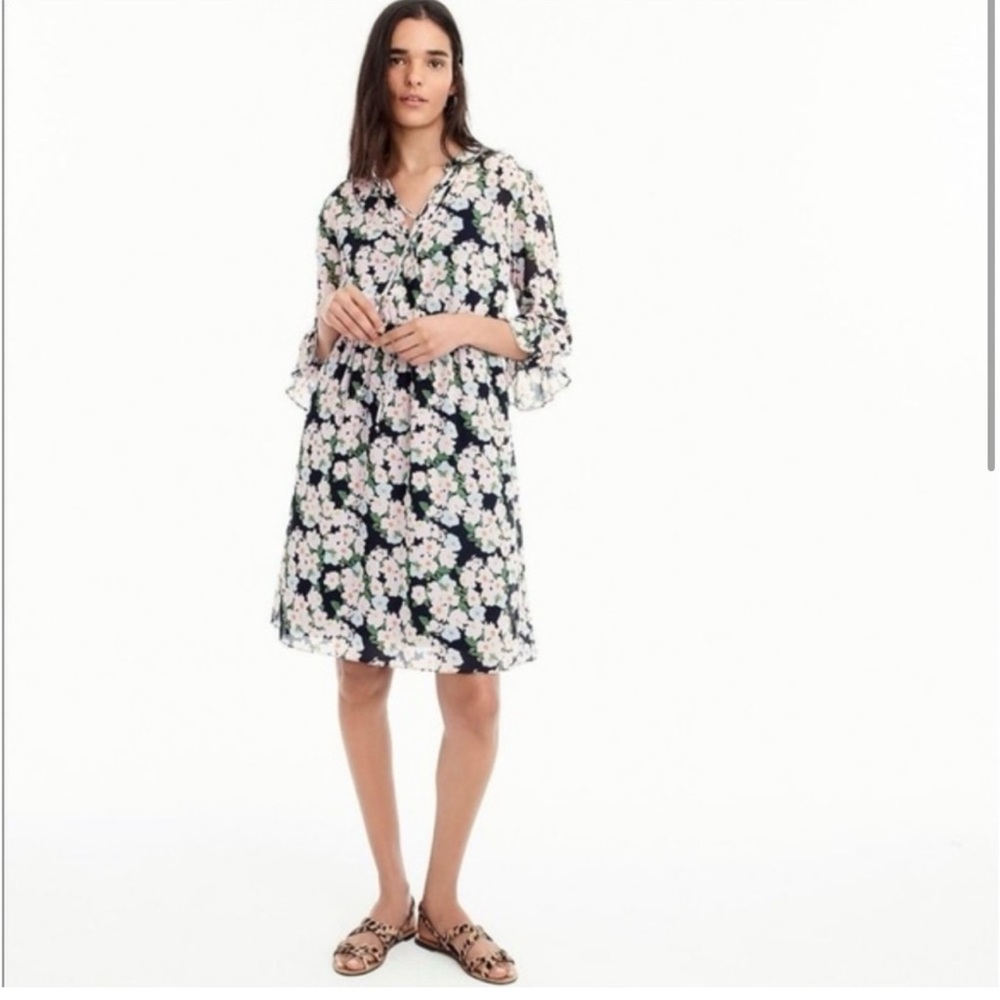 J.Crew J Crew Drapey Tie-Front Floral Dress - Women | Color: Pink | Size: M - Picture 1 of 10